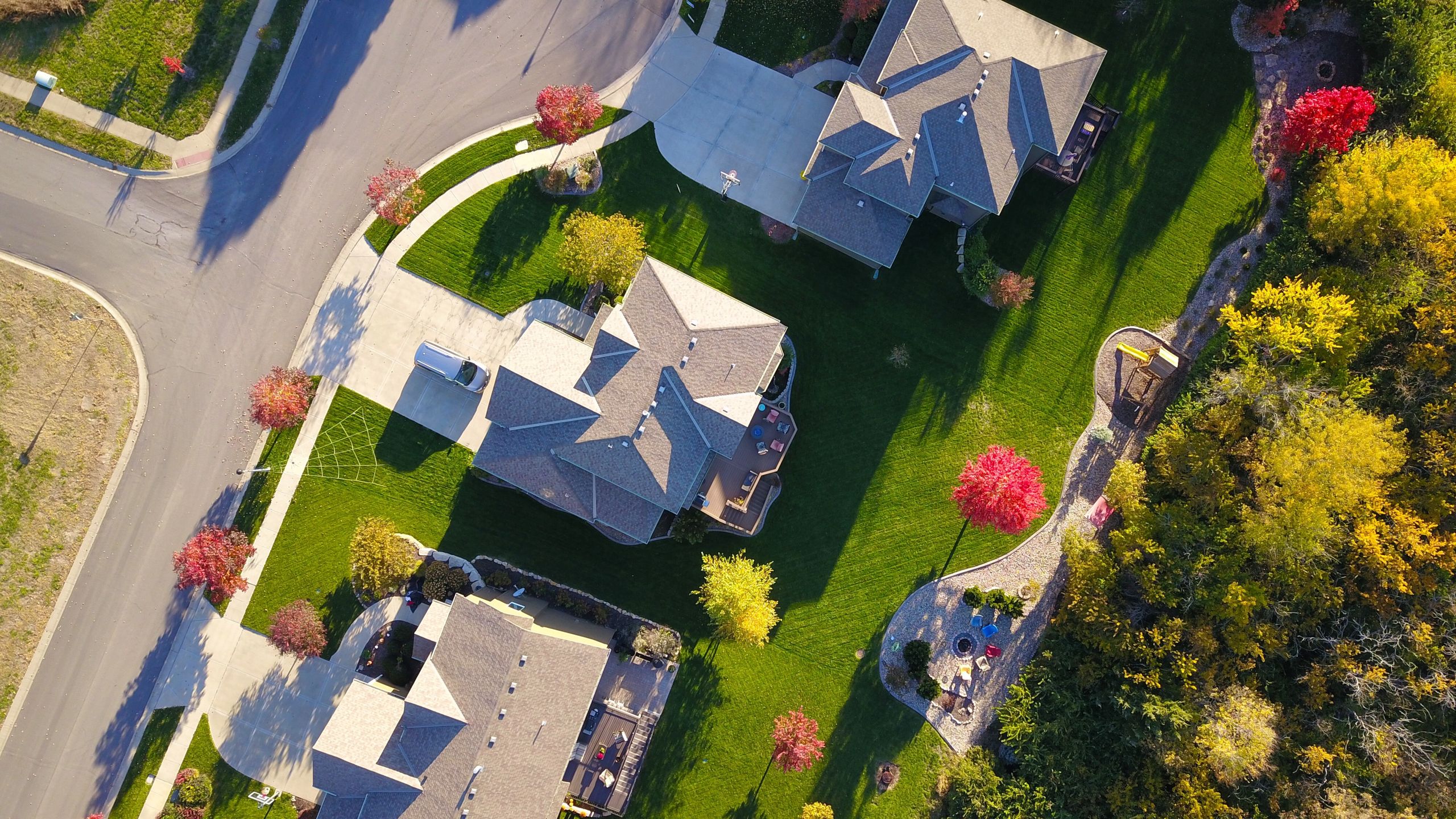 Aerial view of residential neighborhood